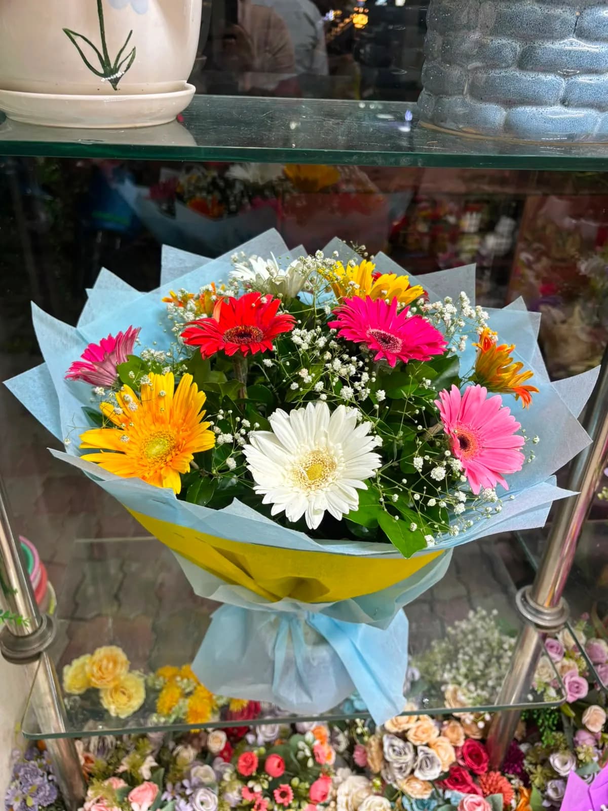 Colorful Gerbera & Baby’s Breath Bouquet