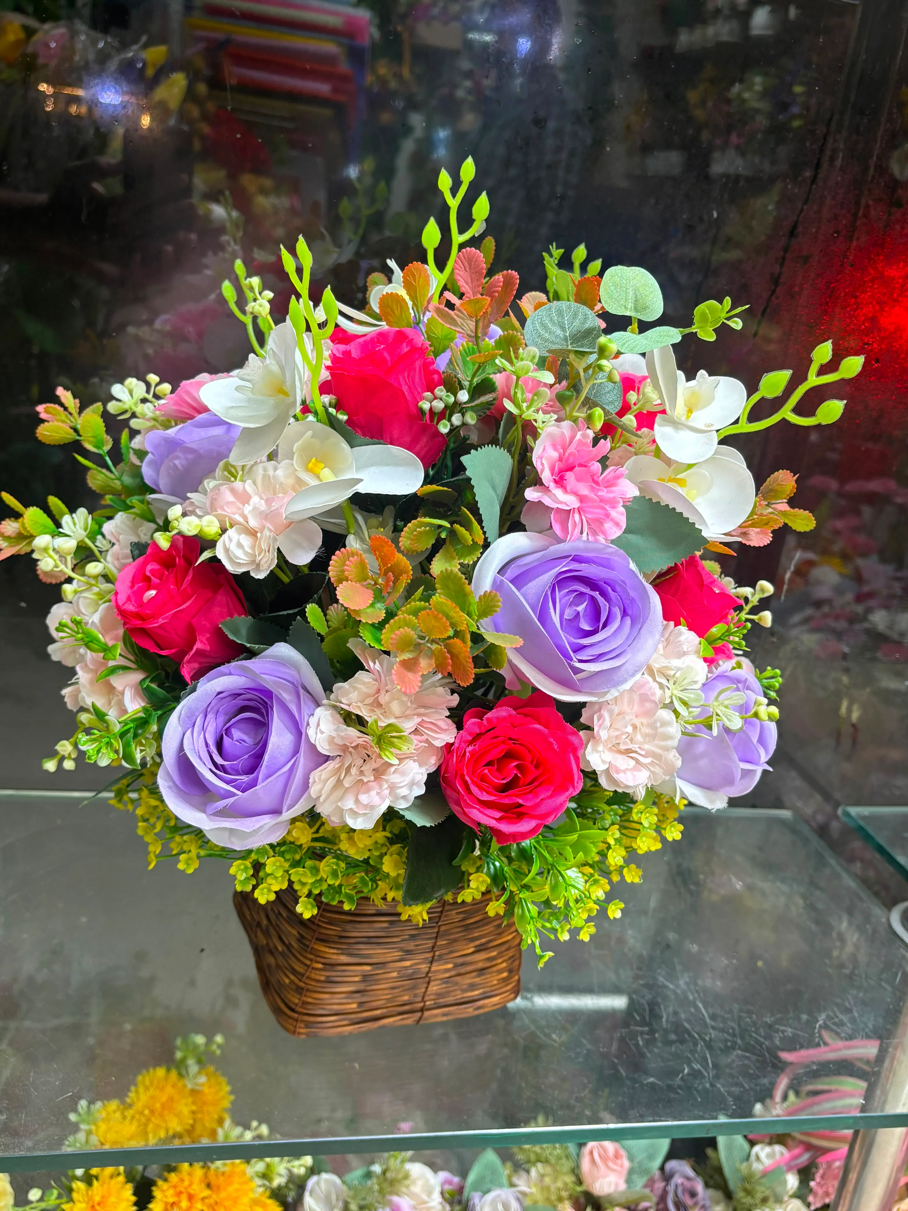 Lavender & Rose Elegance Basket Bouquet